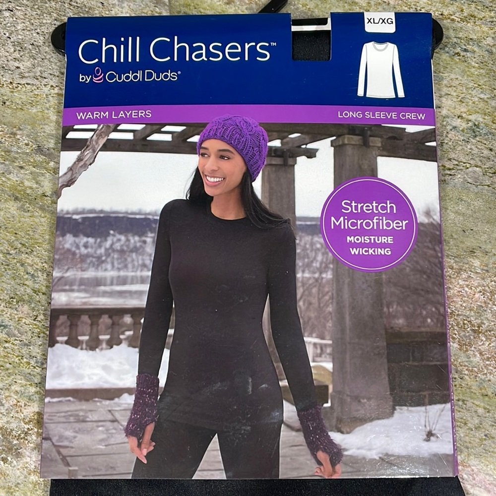 Cuddl Duds Black Crew Neck Long Sleeve. XL. New